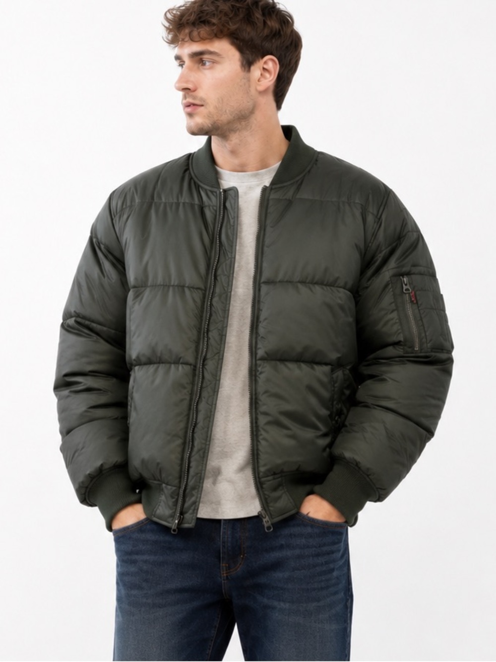 Levi’s Olive Puffer Jacket Unisex